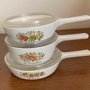 Set of 3 Vintage Corning Ware Pans